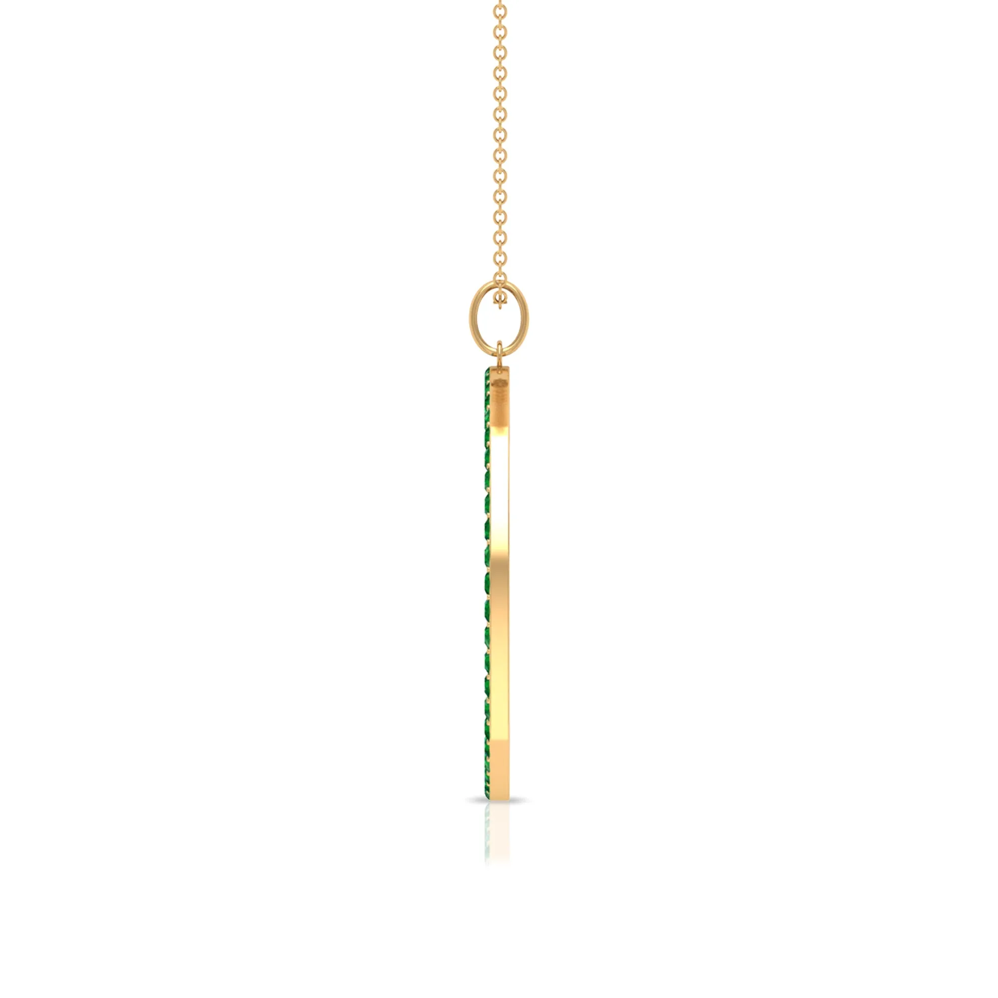 Emerald Eternity Pendant in Pave Setting