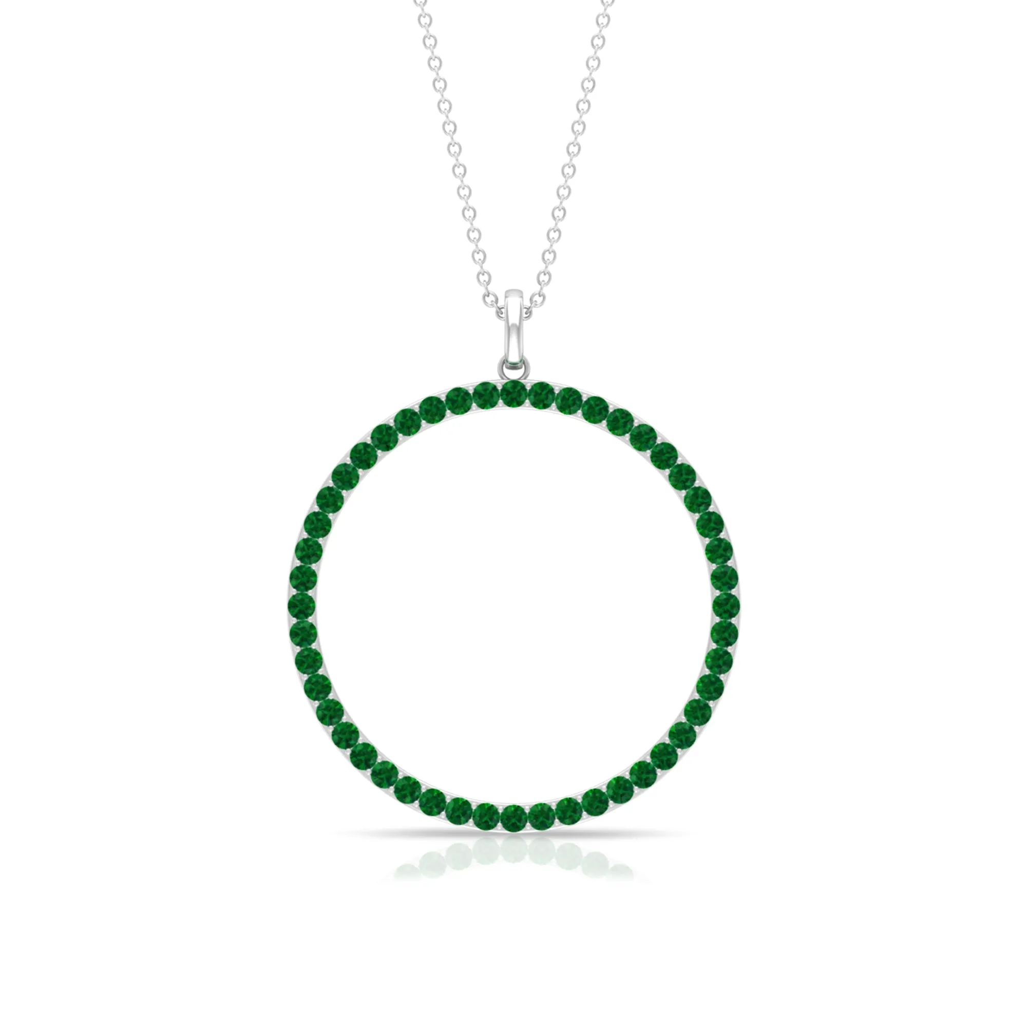 Emerald Eternity Pendant in Pave Setting