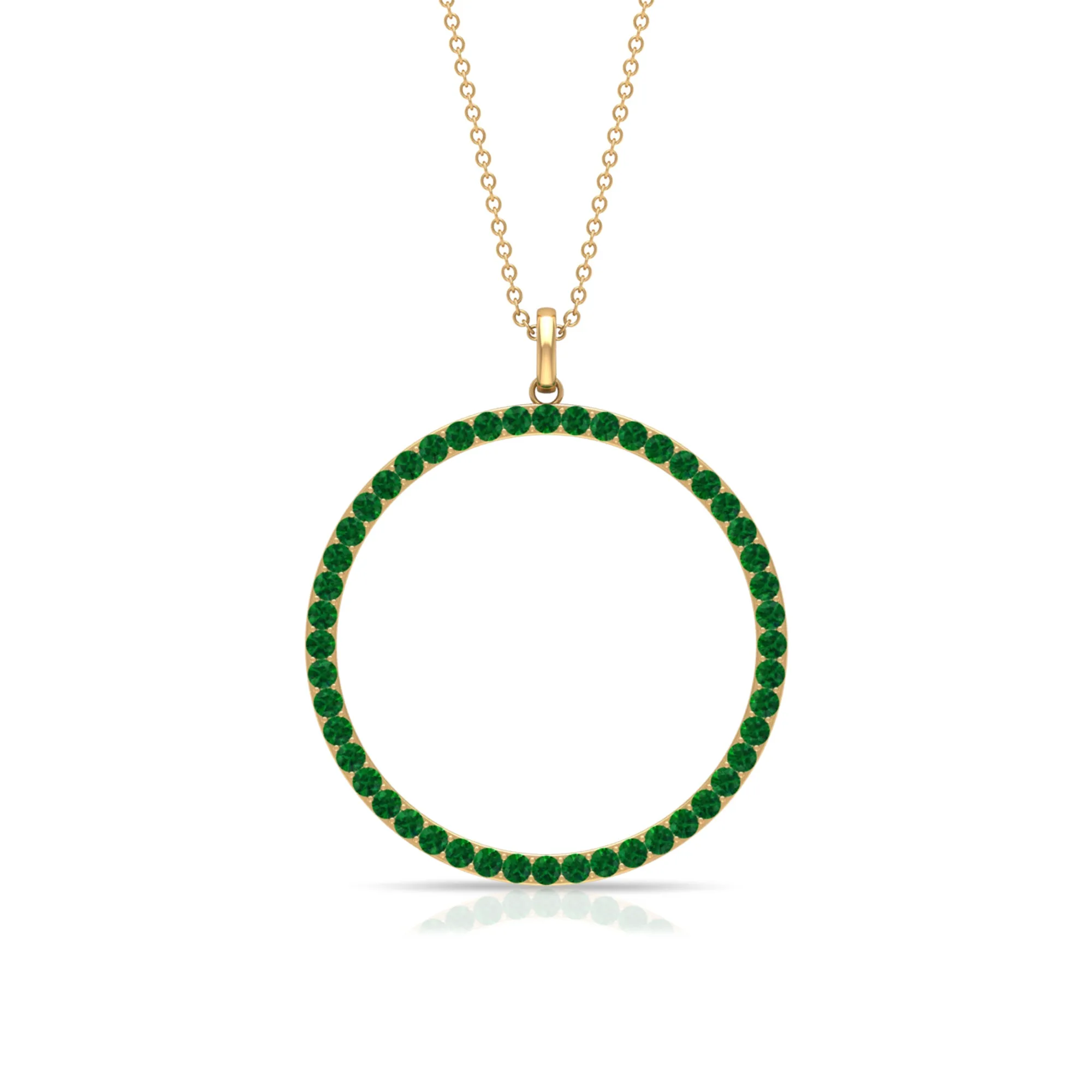 Emerald Eternity Pendant in Pave Setting