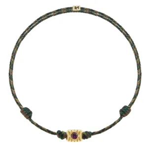 Eye Ingot with Ruby on Cord Bracelet