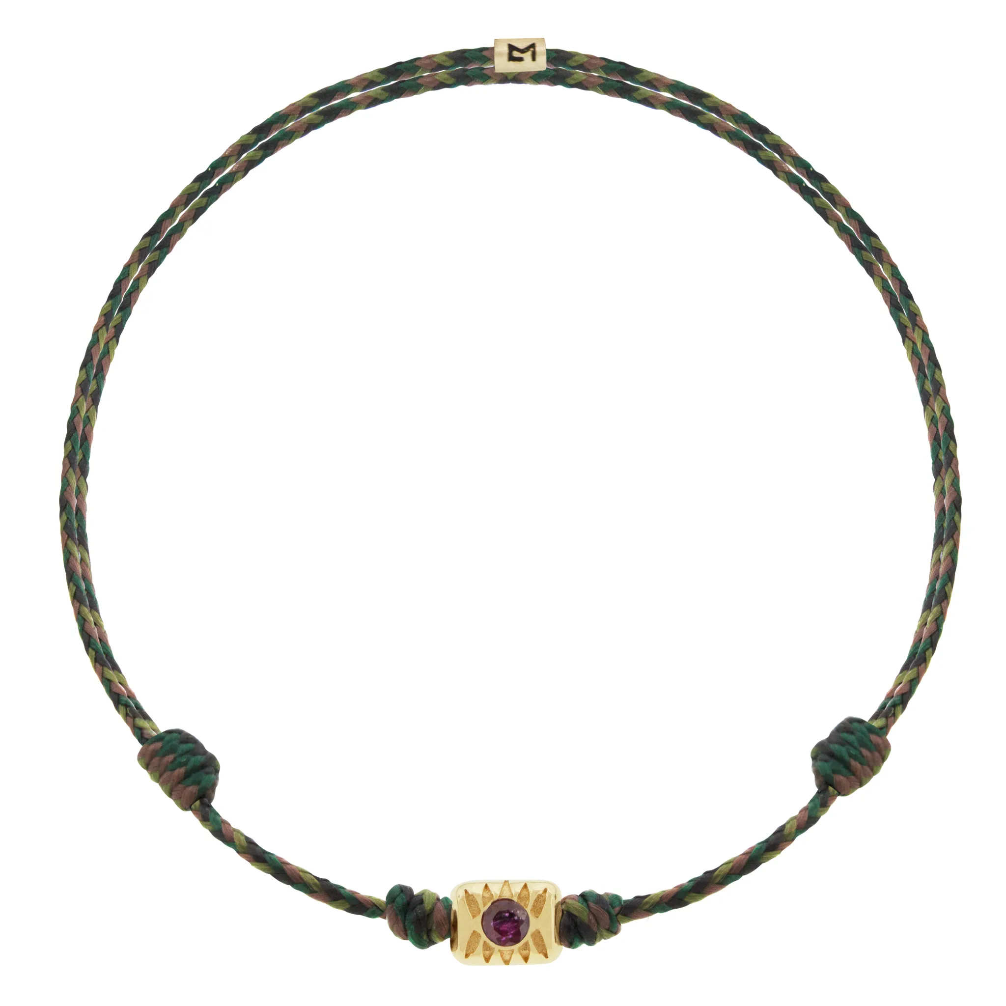 Eye Ingot with Ruby on Cord Bracelet