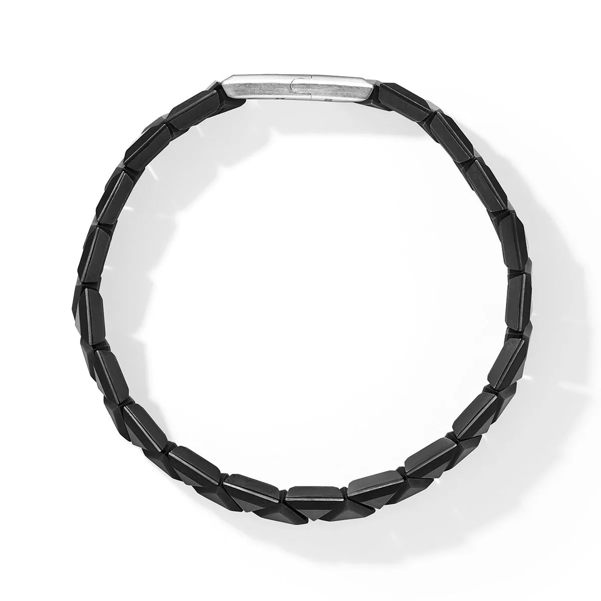Faceted Link Triangle Bracelet in Black Titanium with Sterling Silver