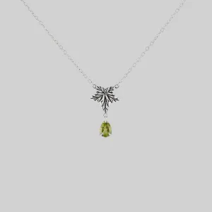FERONIA. Ivy Leaf Peridot Drop Necklace - Silver
