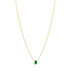 Floating Emerald Teardrop Solitaire Necklace