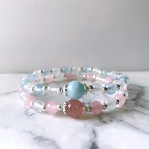 Gemstone Crystal Bracelet (Aquamarine / Rose Quartz )