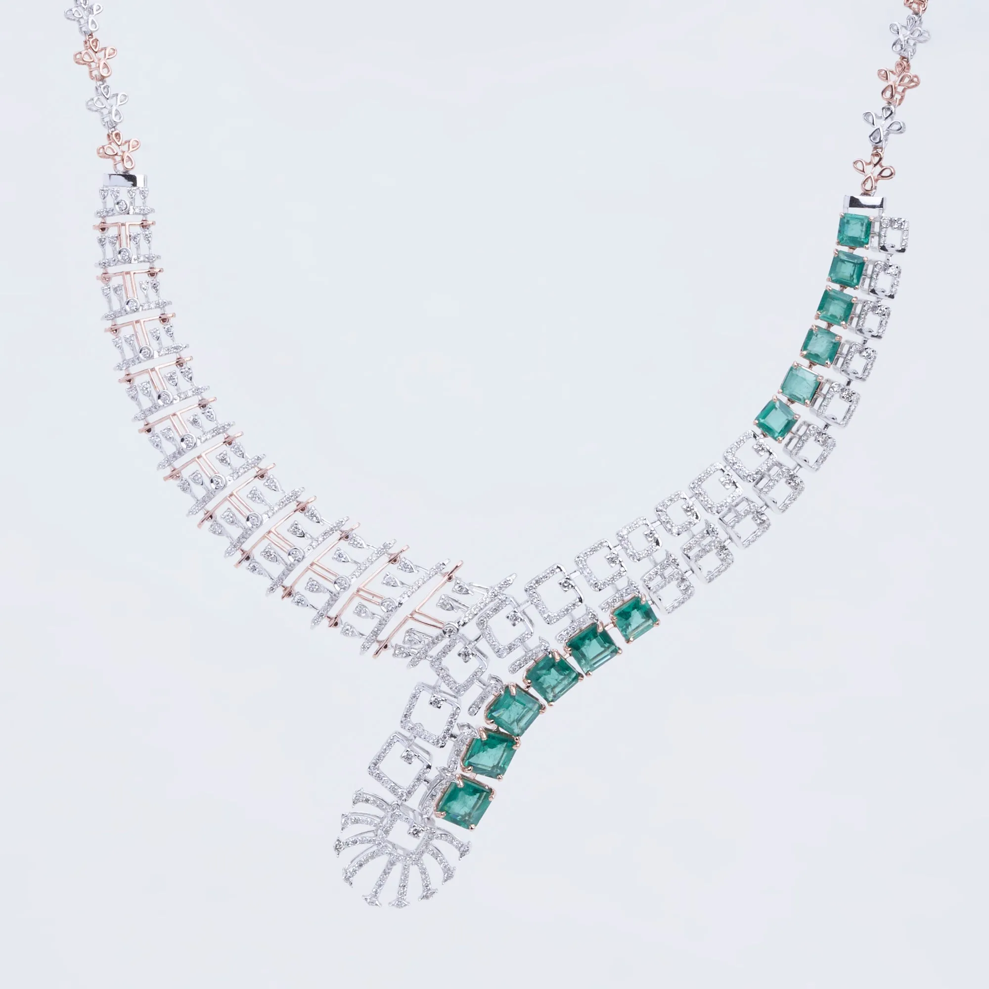 Geometric Diamond Necklace Set