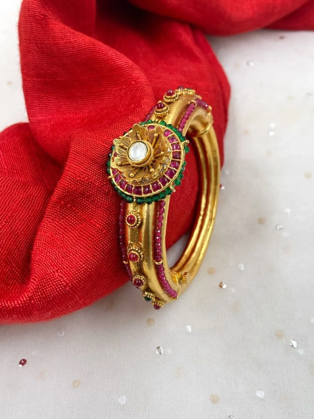 Gold Plated Royal Look Golden Kada Bracelet For Women By Gehna Shop