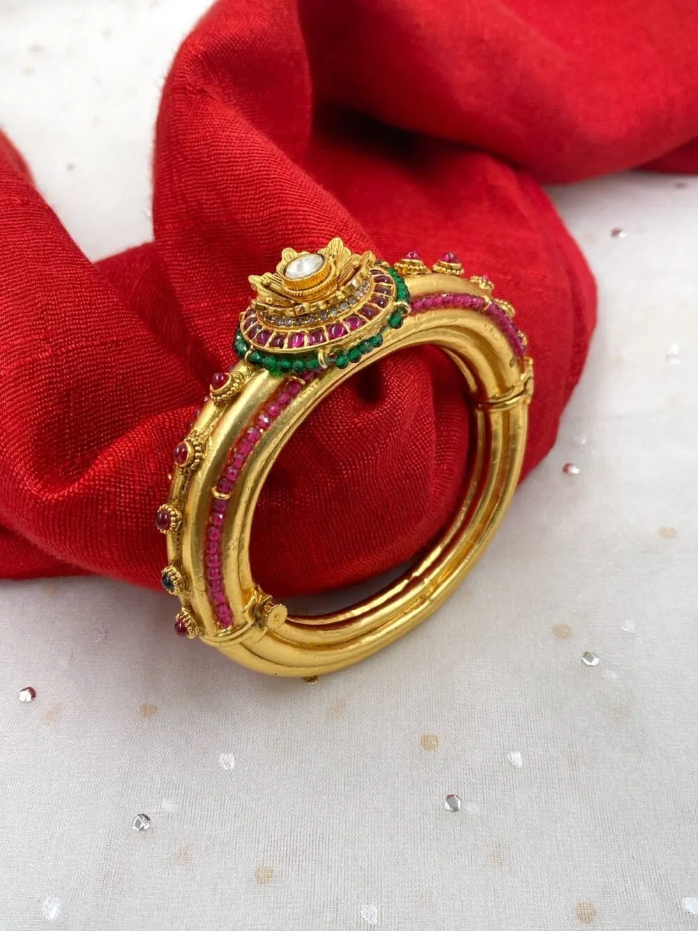 Gold Plated Royal Look Golden Kada Bracelet For Women By Gehna Shop