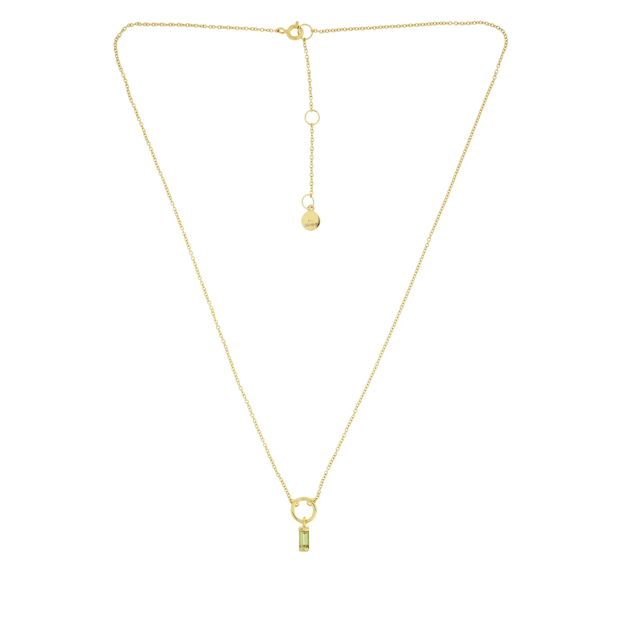 Gold Vermeil Peridot Baguette Necklace