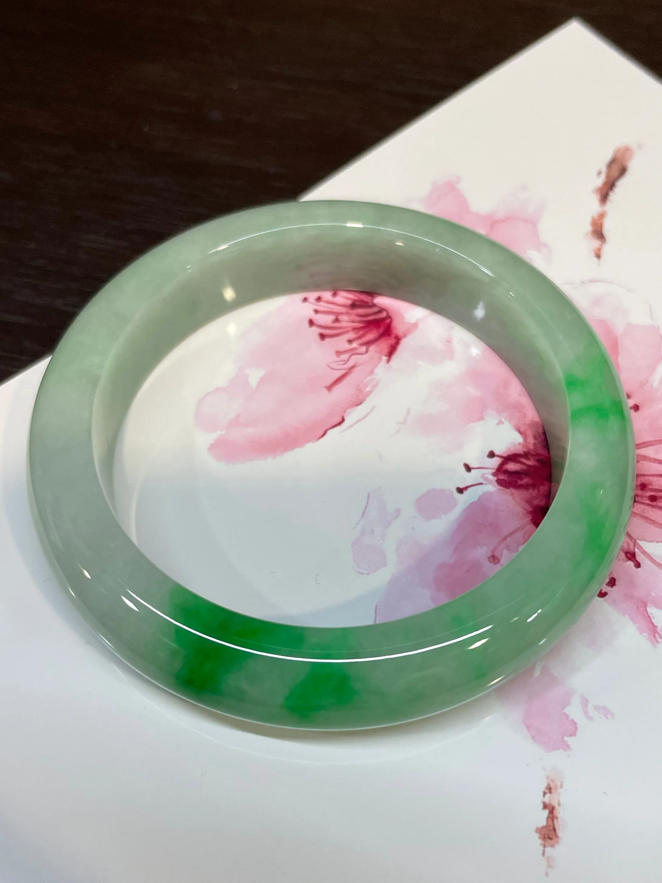 Green Jade Bangle | 55mm (NJBA026)