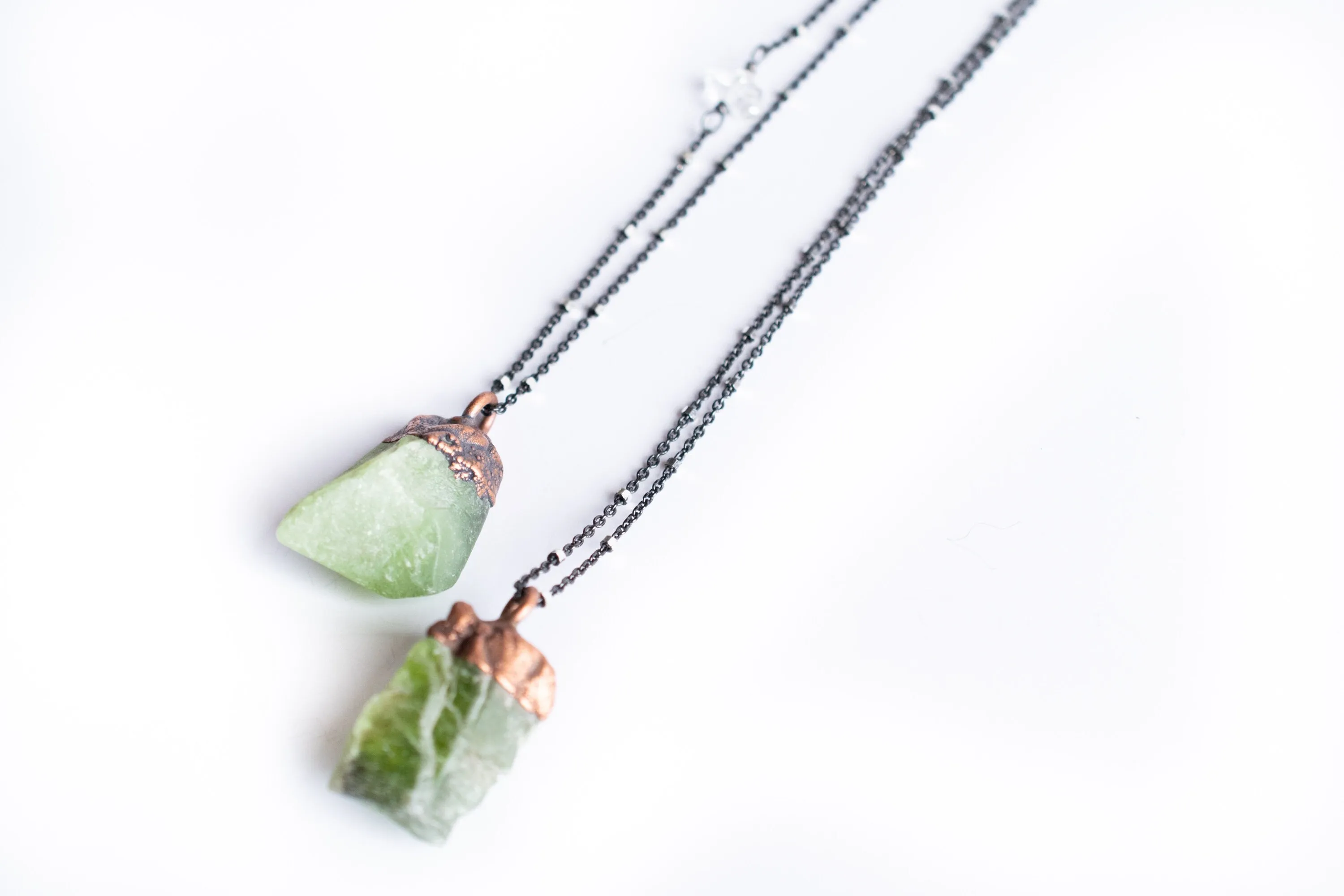 Green Peridot necklace | Raw peridot necklace