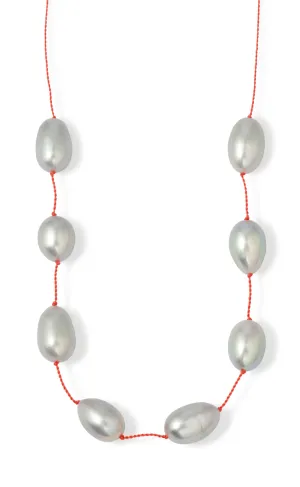 Grey Pearl Nylon Cord Necklace by See Real Flowers