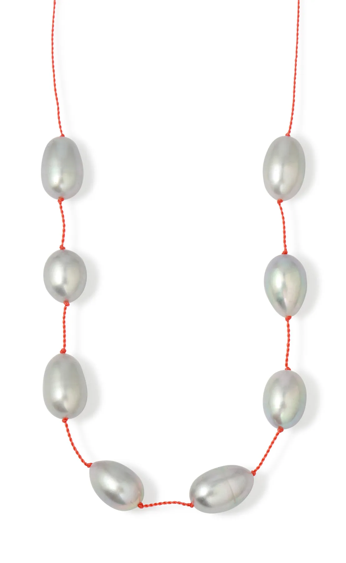 Grey Pearl Nylon Cord Necklace by See Real Flowers