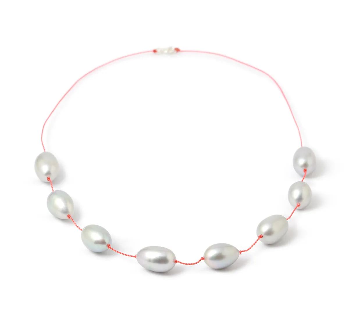 Grey Pearl Nylon Cord Necklace by See Real Flowers