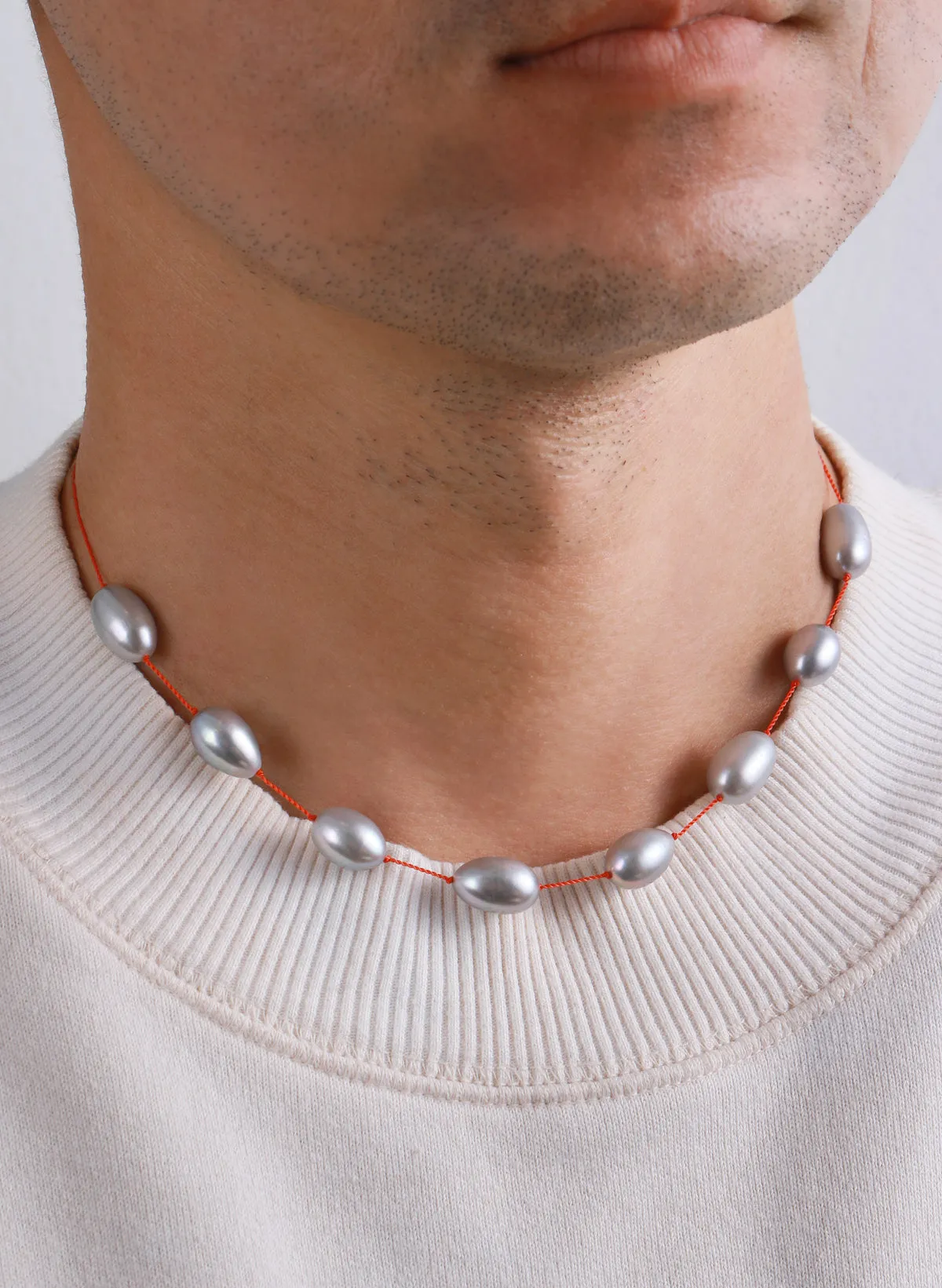 Grey Pearl Nylon Cord Necklace by See Real Flowers