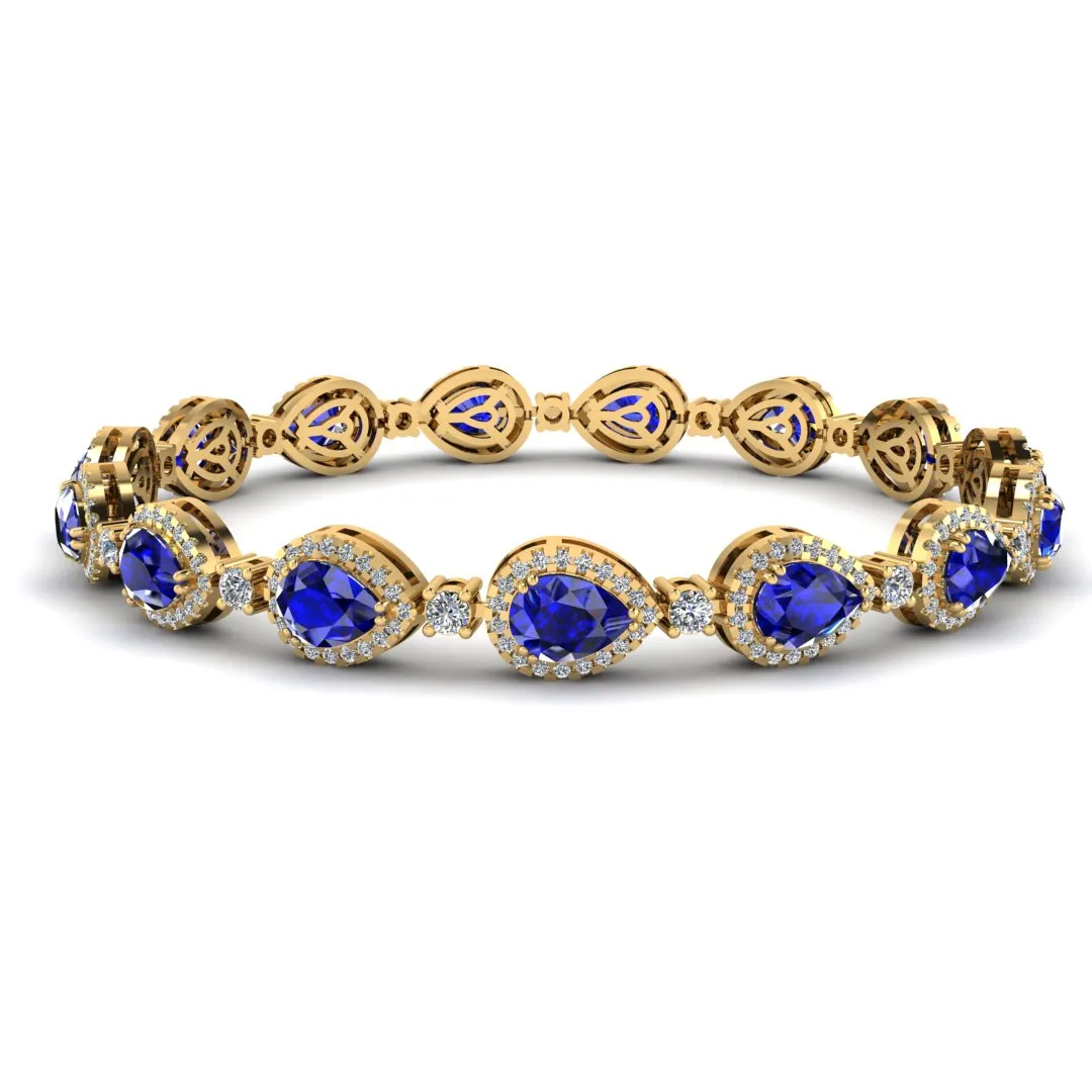 Halo Pear Shape 9 Carat Diamond and Sapphire Bracelet BRHAPSS