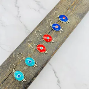 Handmade Gemstone Earring from Nepal, Bohemian Jewelry, Oval Shaped Earring, Gift for Her, Turquoise/Coral/Lapis Lazuli Earring from Nepal
