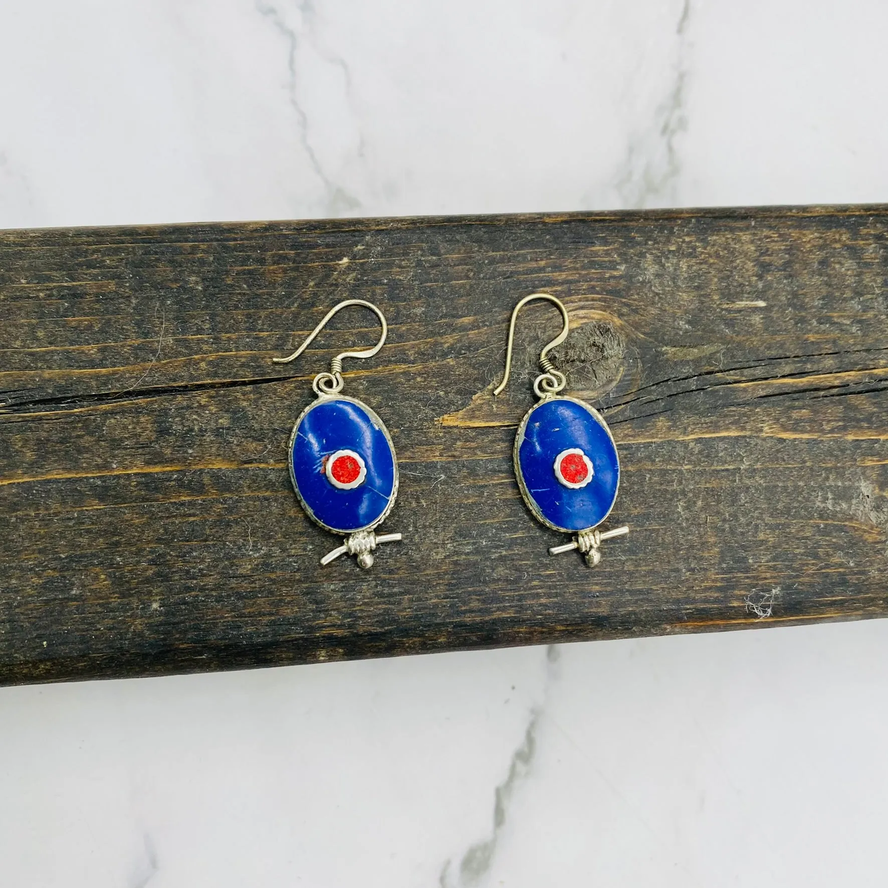Handmade Gemstone Earring from Nepal, Bohemian Jewelry, Oval Shaped Earring, Gift for Her, Turquoise/Coral/Lapis Lazuli Earring from Nepal