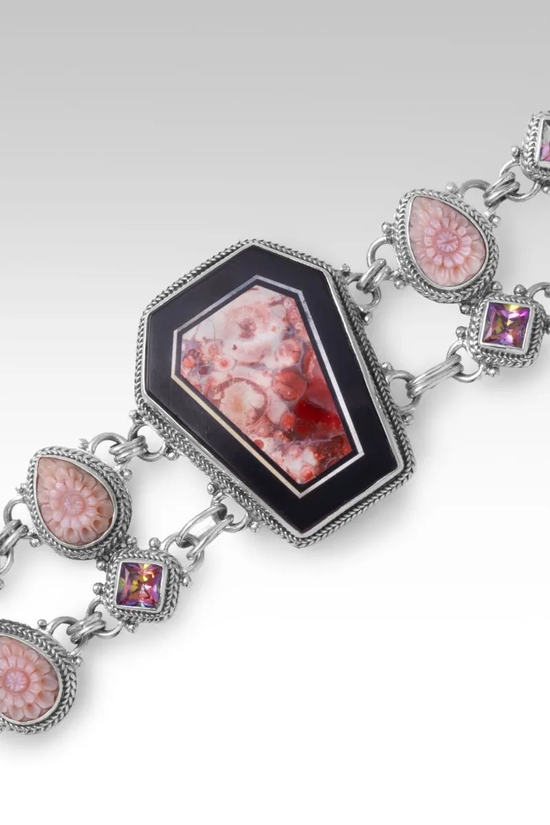 He Makes a Way Bracelet™ in Bird's Eye Rhyolite & Black Calcite Doublet