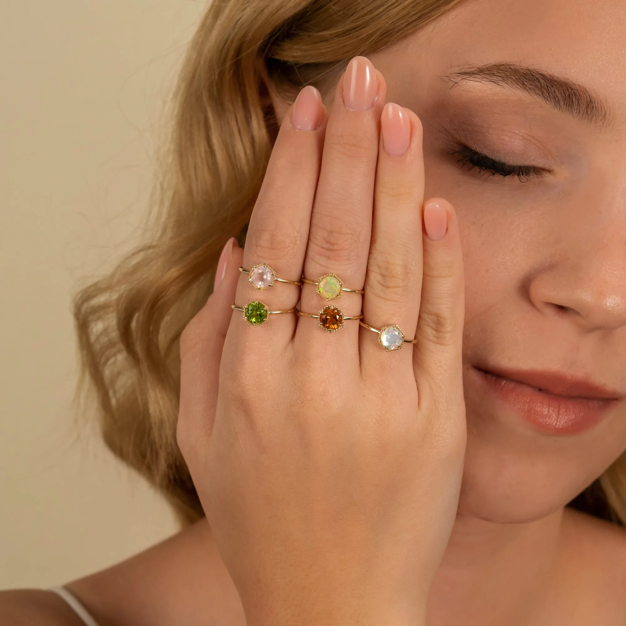 Hexagon Peridot Ring, Anaya