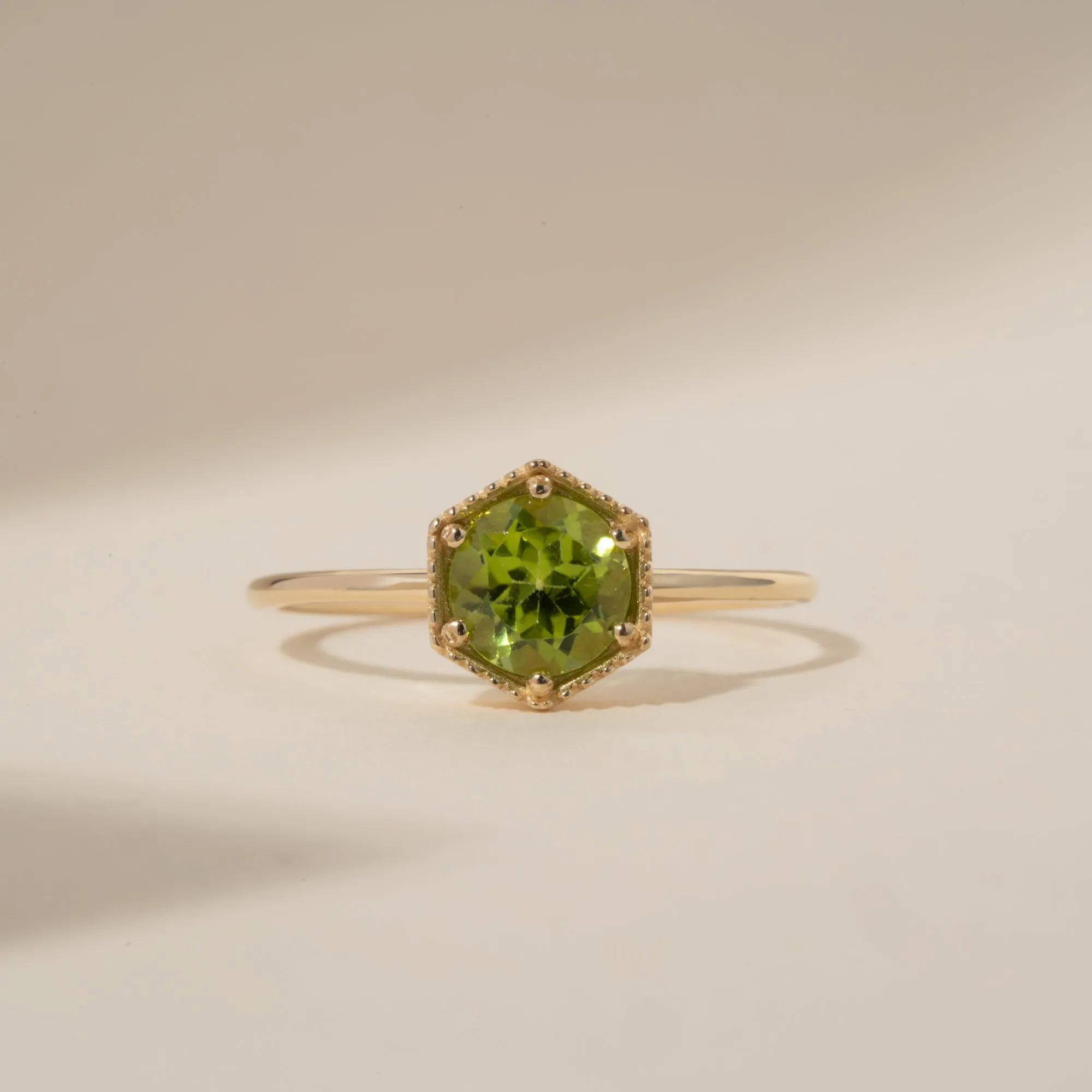 Hexagon Peridot Ring, Anaya