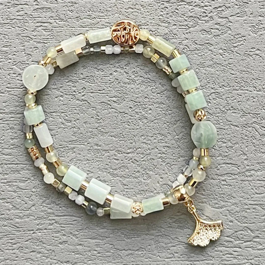 Jade Vine Pearl and natural stone beads choker necklace (cherry blossom)