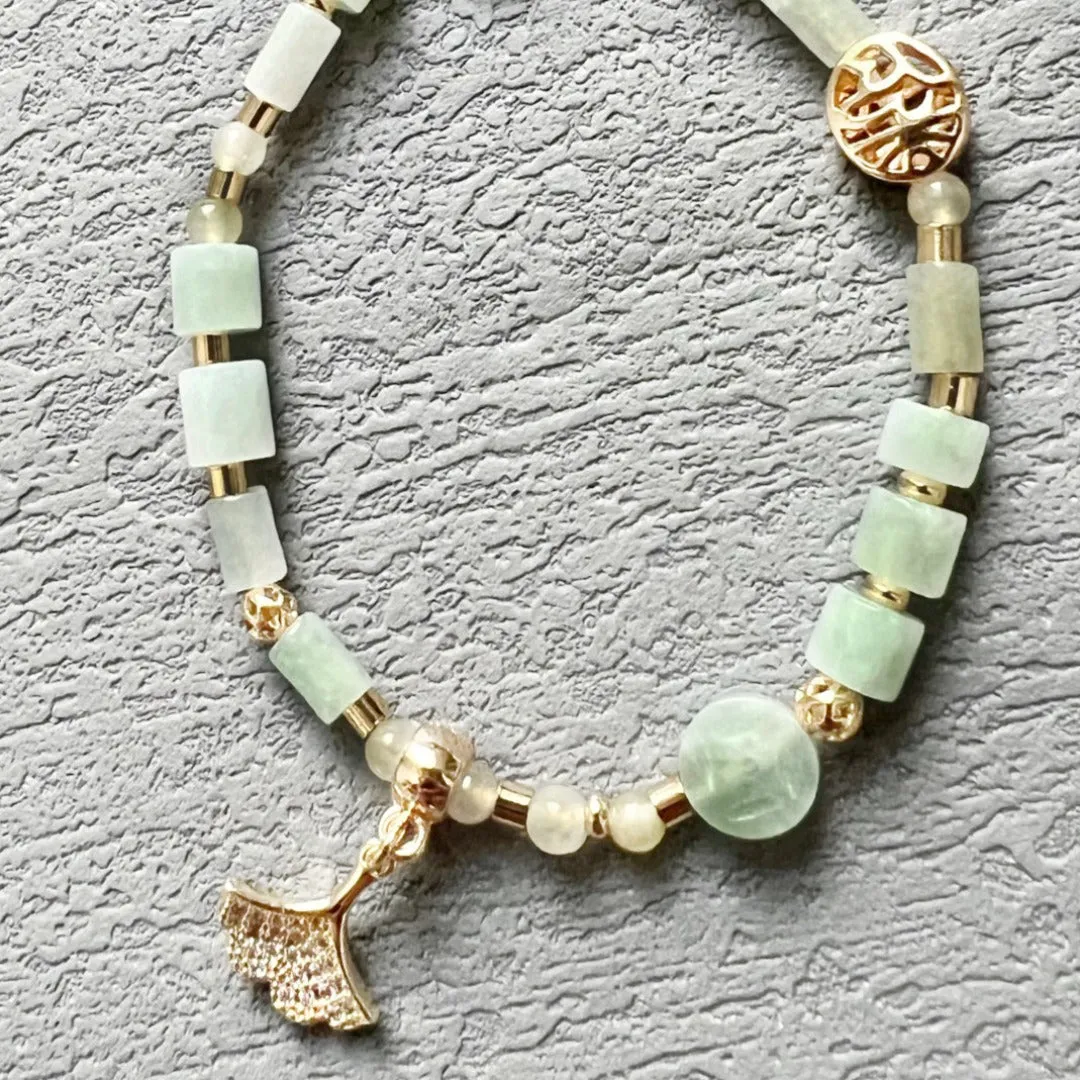 Jade Vine Pearl and natural stone beads choker necklace (cherry blossom)