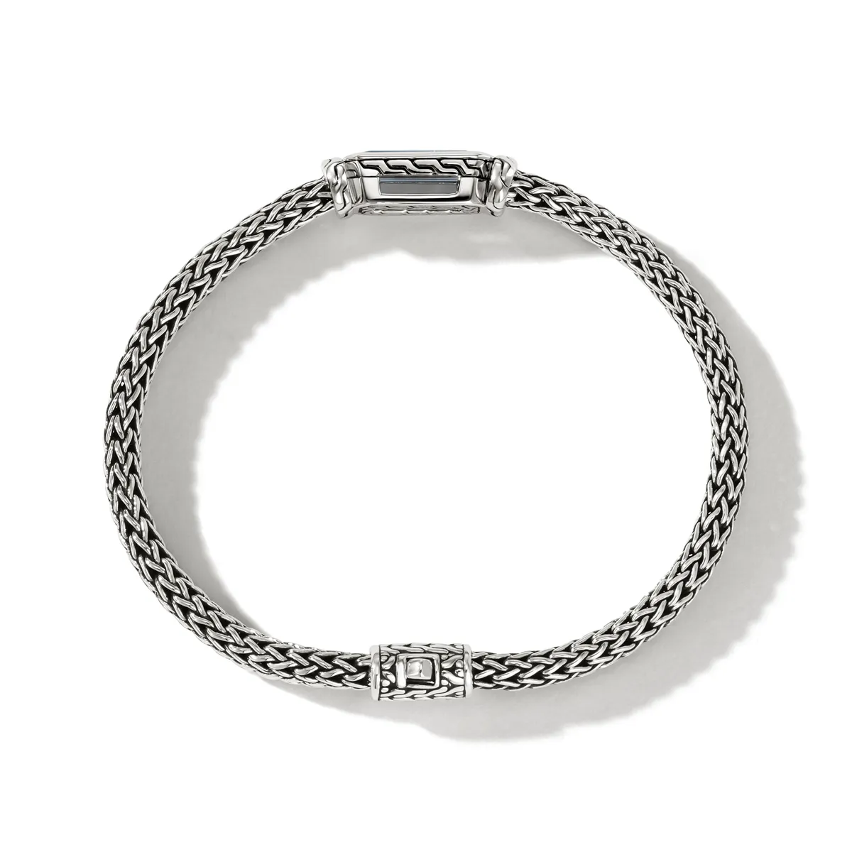 John Hardy Classic Chain Sterling Silver 5mm Extra-Small Chain Bracelet with Treated London Blue Topaz