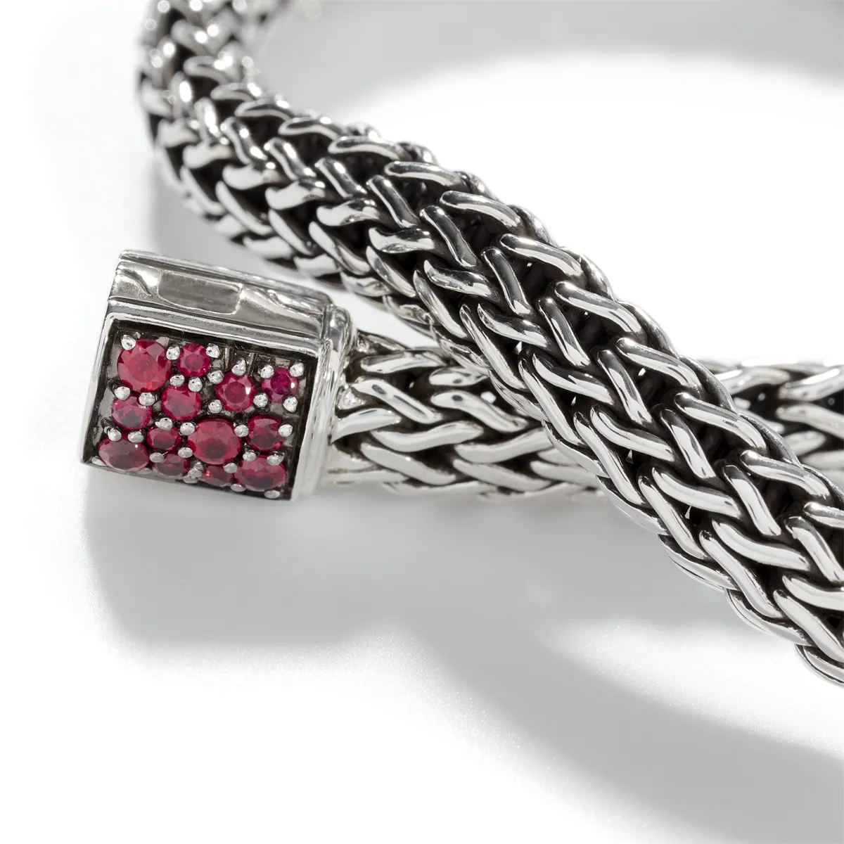 John Hardy Classic Chain Sterling Silver Small Reversible 6.5mm Bracelet with Black Sapphire & Ruby