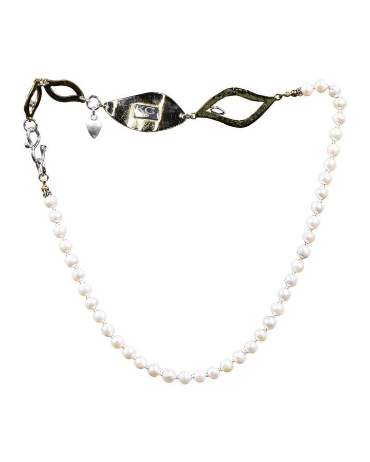 Karyn Chopik Elegant Multi-Medallion Pearl Necklace