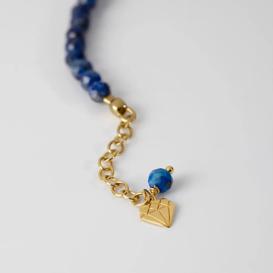 Lapis Lazuli 4mm Moonstone Gold Beaded Bracelet