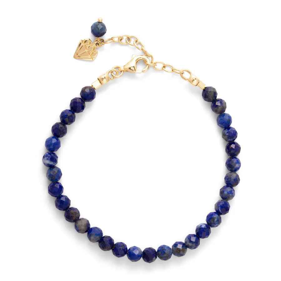 Lapis Lazuli 4mm Moonstone Gold Beaded Bracelet
