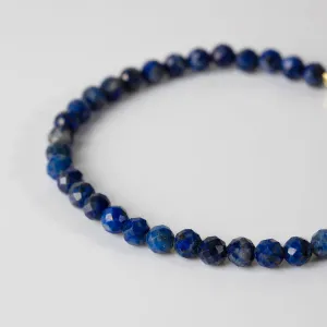 Lapis Lazuli 4mm Moonstone Gold Beaded Bracelet