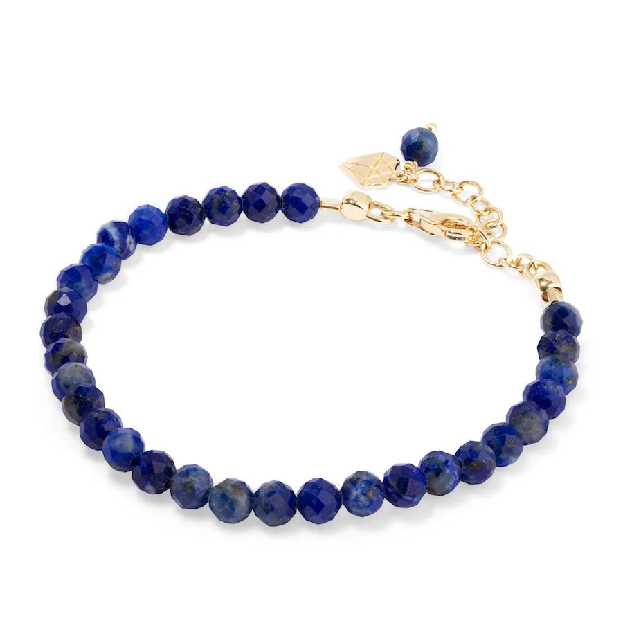 Lapis Lazuli 4mm Moonstone Gold Beaded Bracelet
