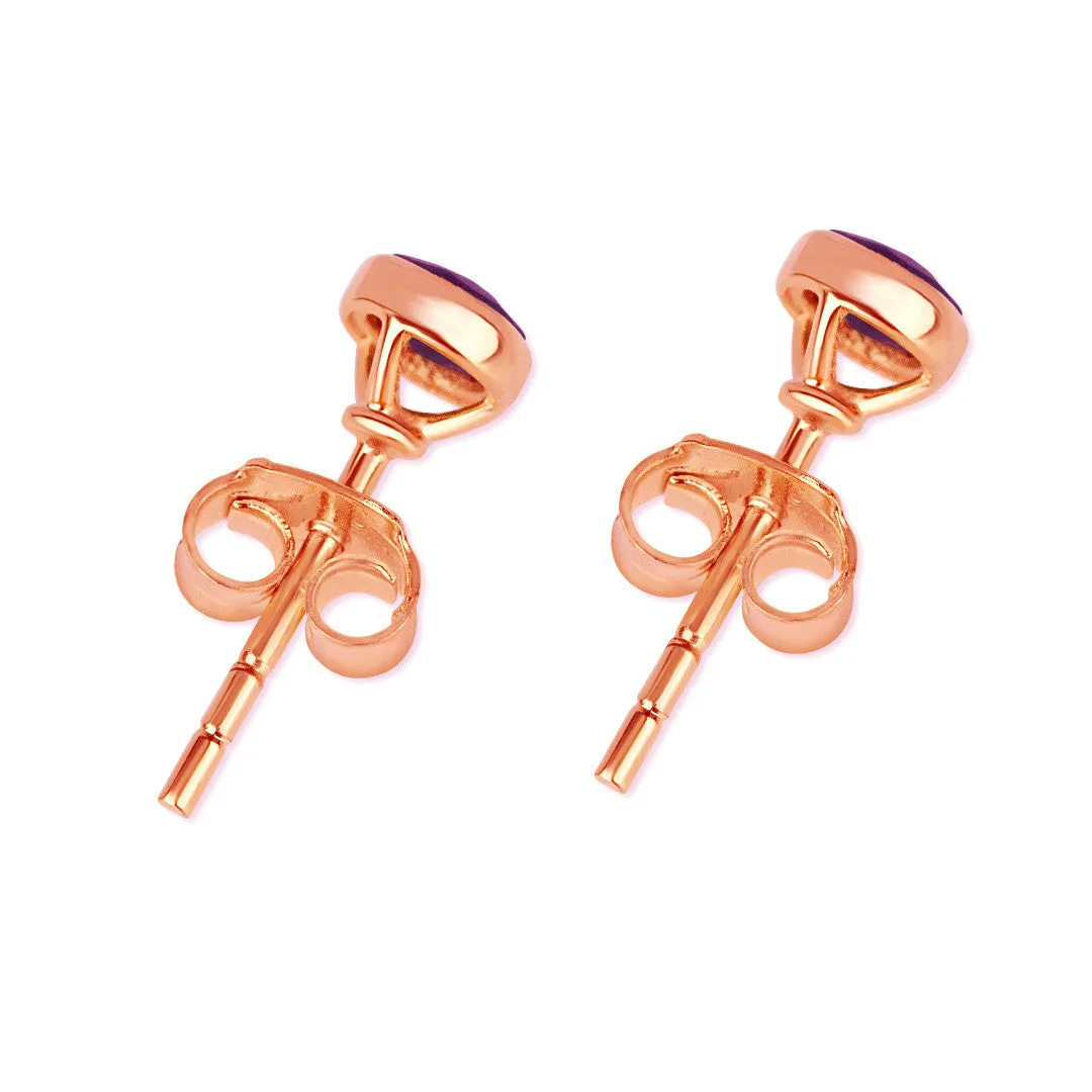 Lapis Lazuli Mini Stud Earrings Rose Gold September Birthstone