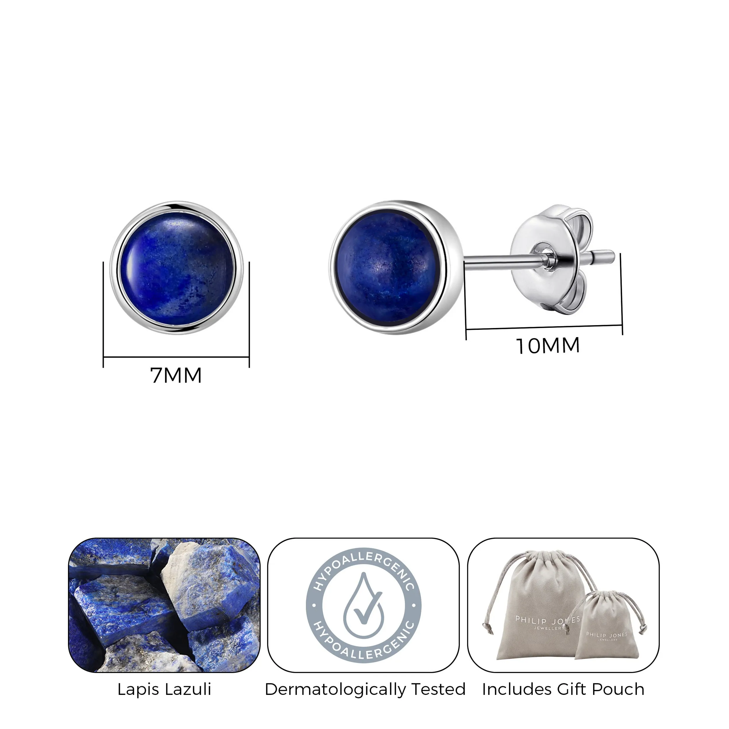 Lapis Stud Earrings with Quote Card
