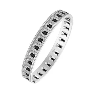 L'Arc Deco Bangle in Platinum with DAVIDOR Arch Cut Black Spinel and Brilliant Diamonds