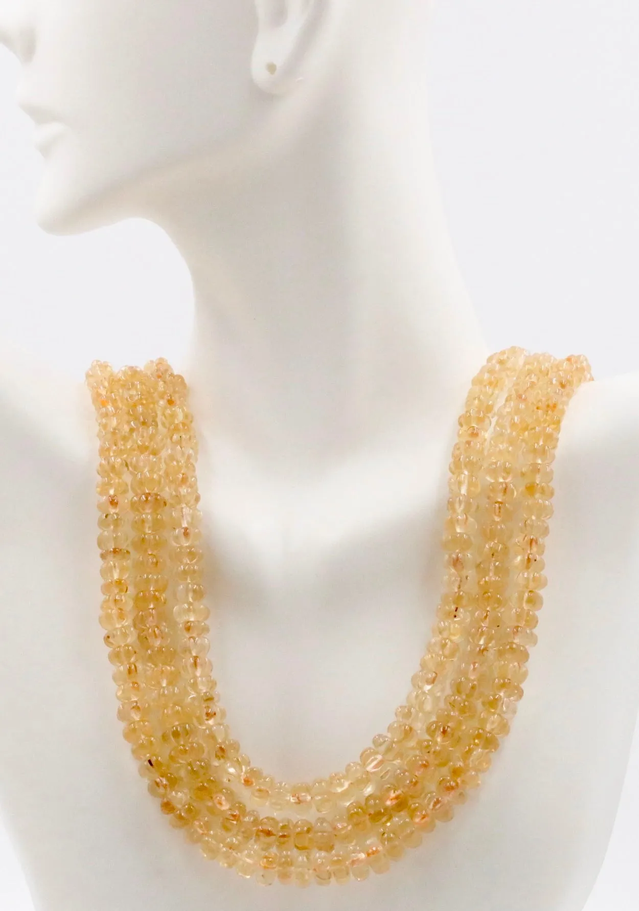 Layered Citrine Beaded Necklace Strand Necklace Beaded Citrine Necklace Citrine Sarafa Necklace MultiStrand Quartz Necklace SKU: 6143360