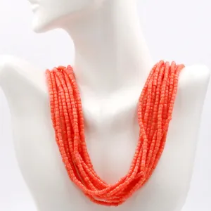 Layered Coral Necklace Long Necklace Gemstone Necklace Orange Necklace Coral Necklace Sarafa Necklace Indian Necklace SKU: 6143370