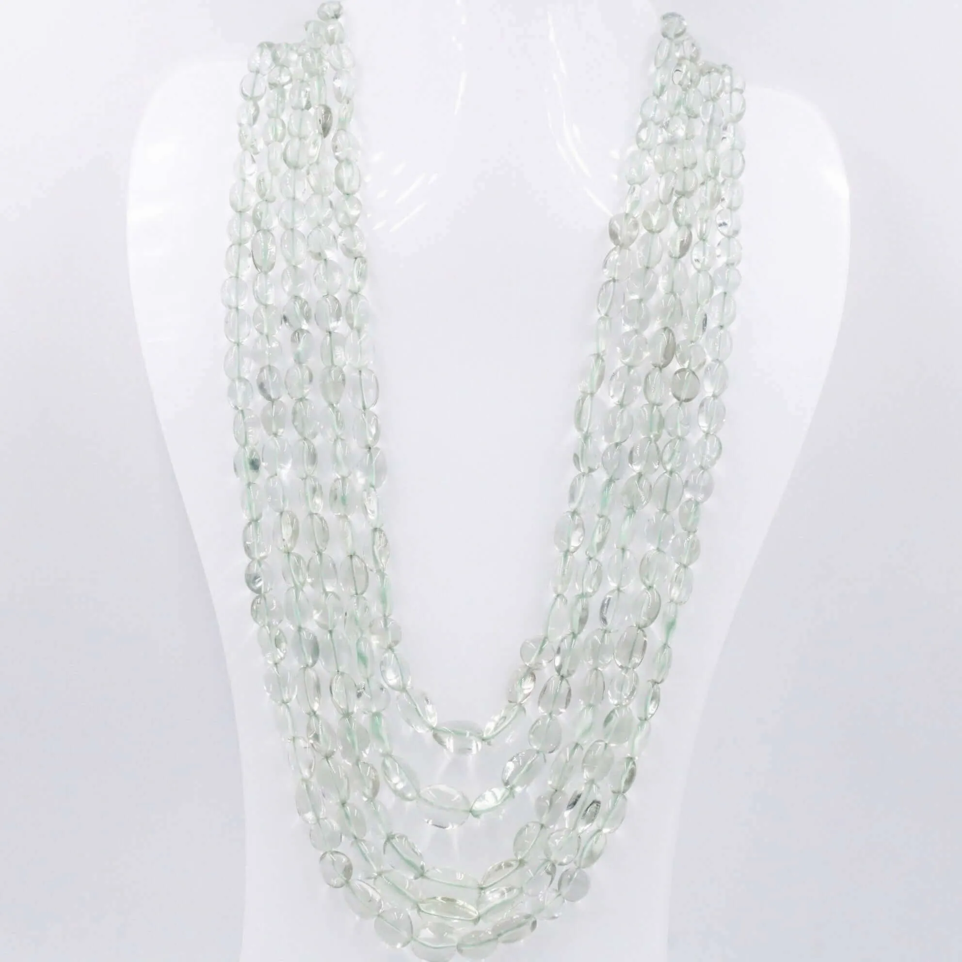 Layered Prasiolite Beaded Necklace Green Amethyst Necklace Gemstones Necklace Quartz Necklace Indian Necklace Sarafa Necklace SKU: 6143167