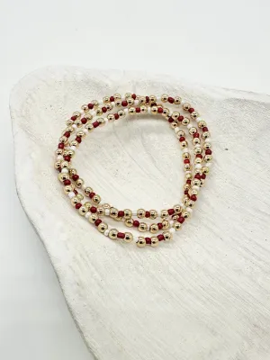 Love Maroon Beaded Bracelet Set