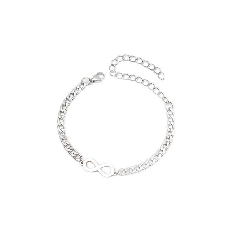 Lucky Number 8 Stainless Steel Titanium Steel Bracelet Ladies Jewelry