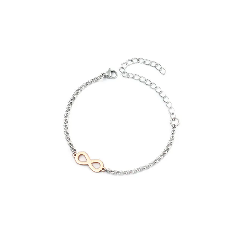 Lucky Number 8 Stainless Steel Titanium Steel Bracelet Ladies Jewelry