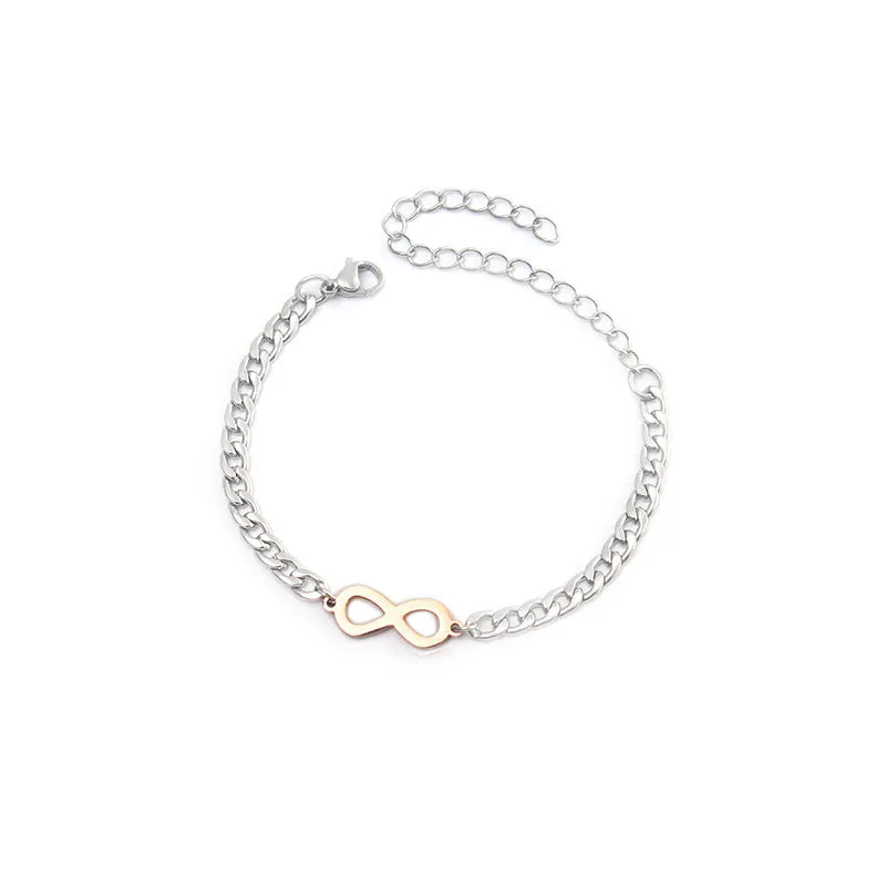 Lucky Number 8 Stainless Steel Titanium Steel Bracelet Ladies Jewelry