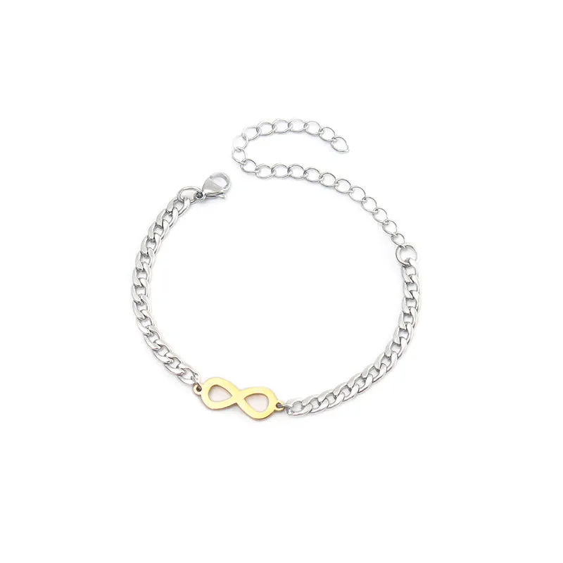 Lucky Number 8 Stainless Steel Titanium Steel Bracelet Ladies Jewelry