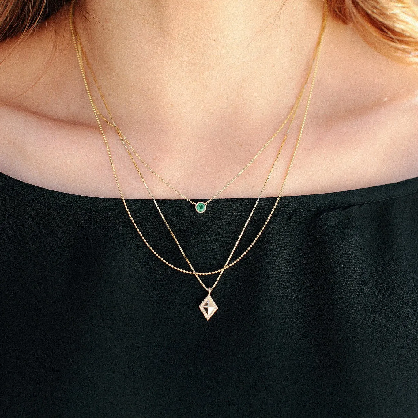 Magic Eye Emerald Necklace (ready to ship option)*
