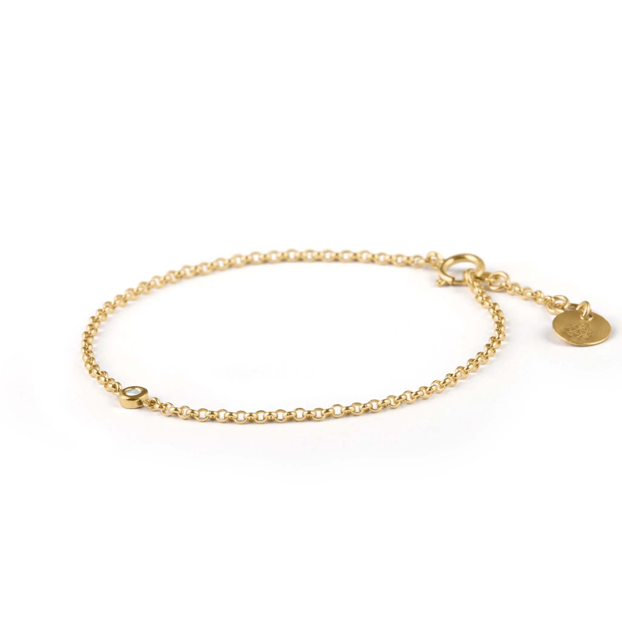 March Aquamarine Birthstone Chain Link Bracelet