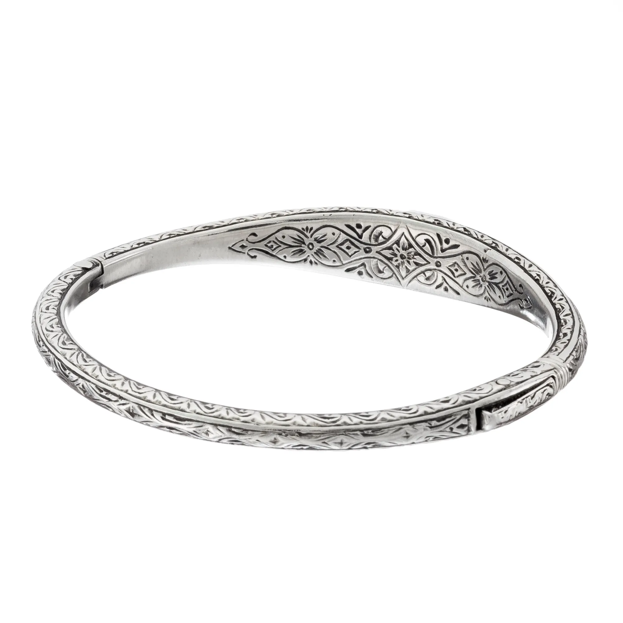 Mediterranean Silver Thin Bangle Bracelet