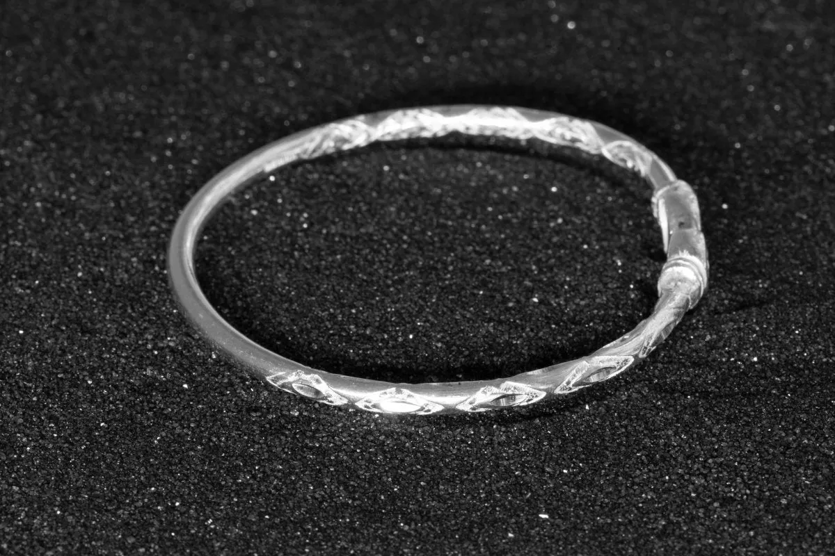 Medium Bangle with Synthetic Amethyst February Birthstone
