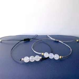 Moonstone 925 Silver Waxed Bracelet